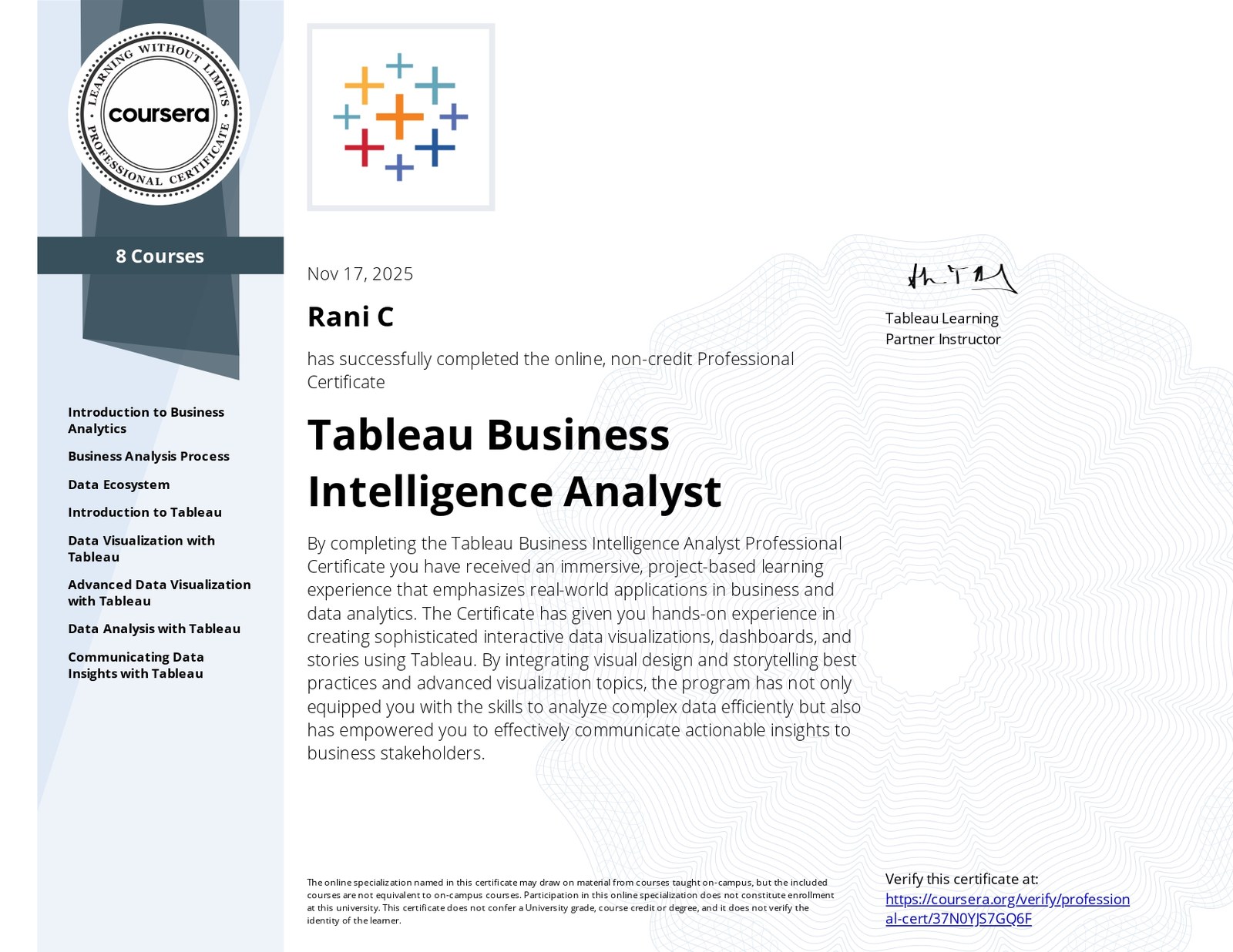 Tableau Business Intelligence Analyst — Tableau · Coursera